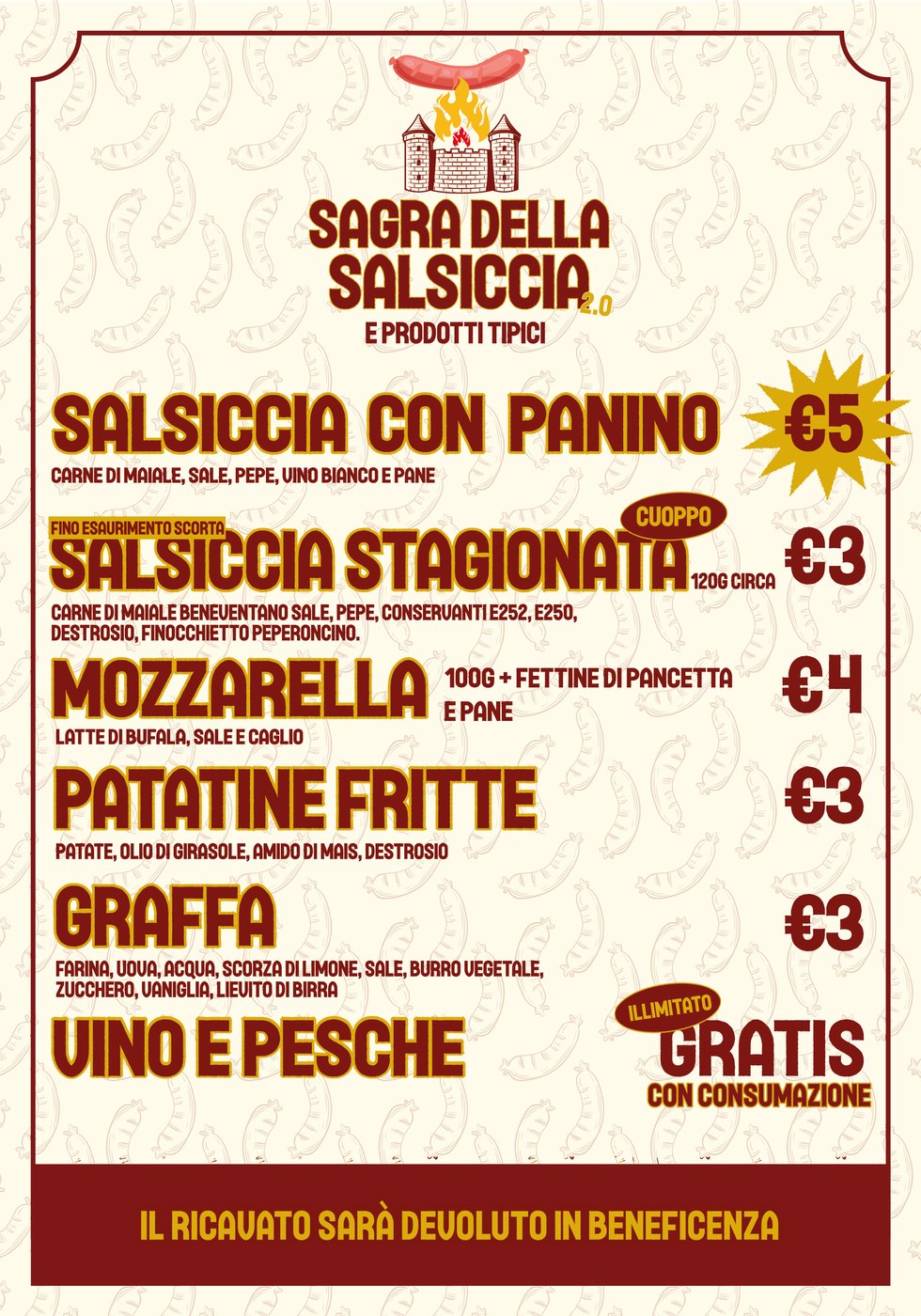 Menù della Sagra della Salsiccia 2.0